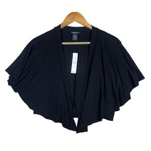 NWT Glamour Black Shrug Open Front Draped Cardigan Cape Cover Up‎ Women's Size M